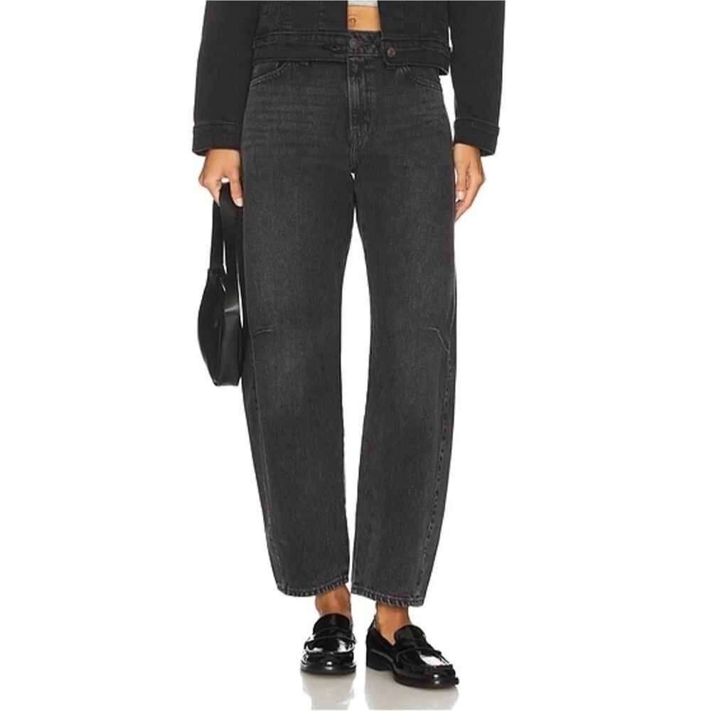 Levi’s Premium Baggy Dad Jeans Size 28 Washed Black High Rise Relaxed Wide Leg - Picture 3 of 11